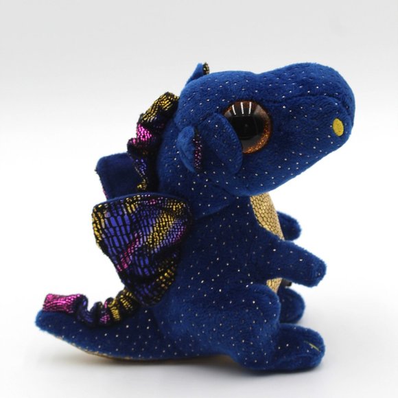 Ty Beanie BOO 6" Saffire the Dragon Large Colored Glittery Eyes Plush Toy NWT - Picture 4 of 7